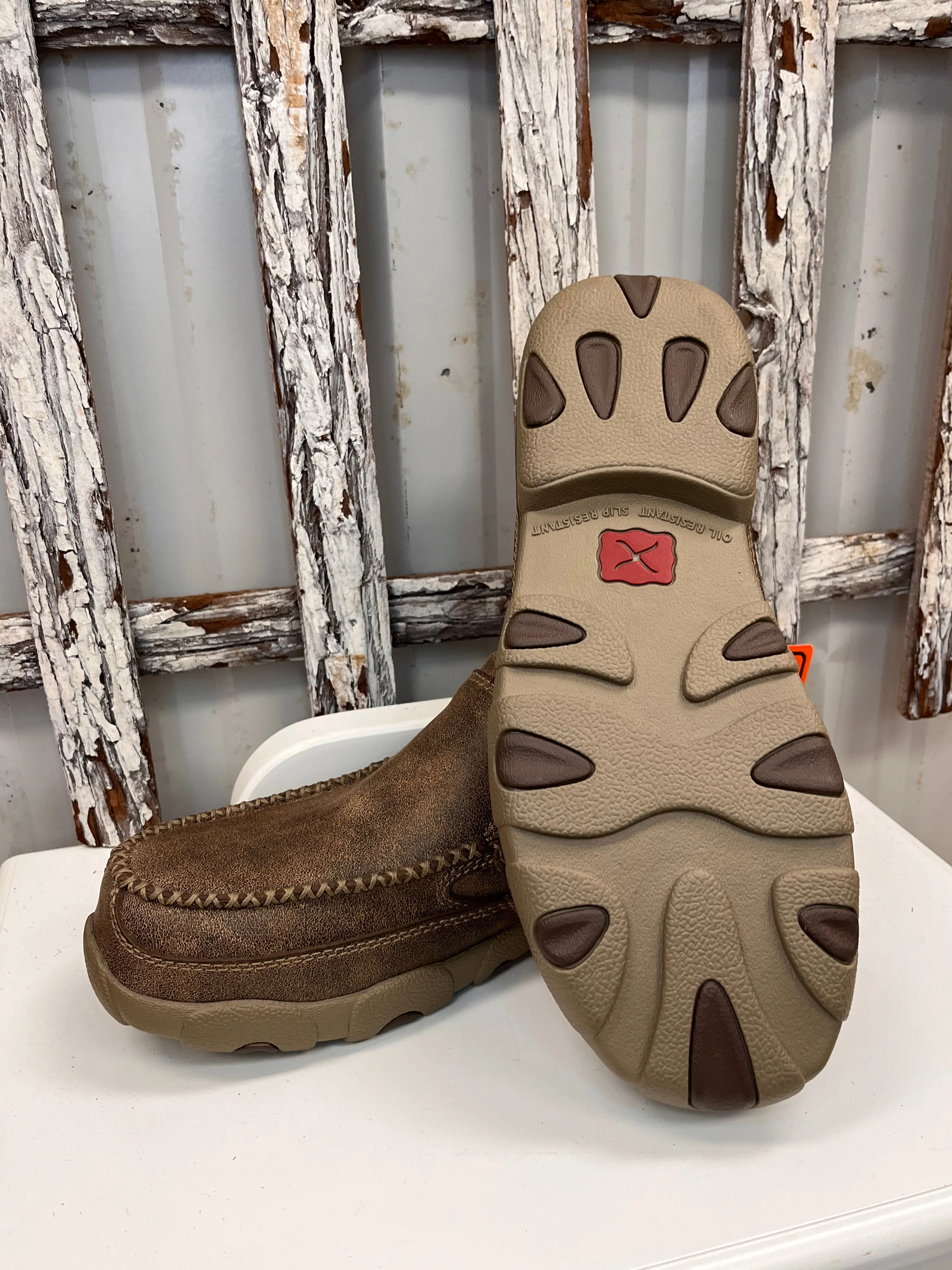 Twisted X Men's Leather Bomber Composite Toe Slip-On Driving Moccasin Work Shoe MDMSC03