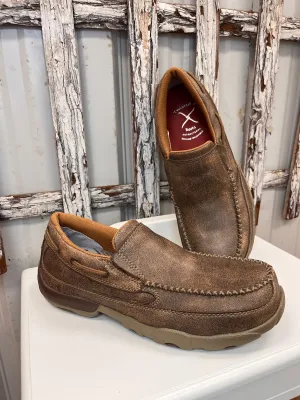 Twisted X Men's Leather Bomber Composite Toe Slip-On Driving Moccasin Work Shoe MDMSC03