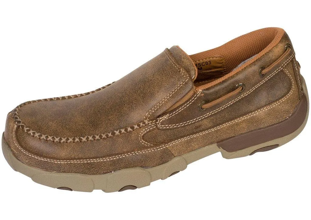 Twisted X Men's Leather Bomber Composite Toe Slip-On Driving Moccasin Work Shoe MDMSC03