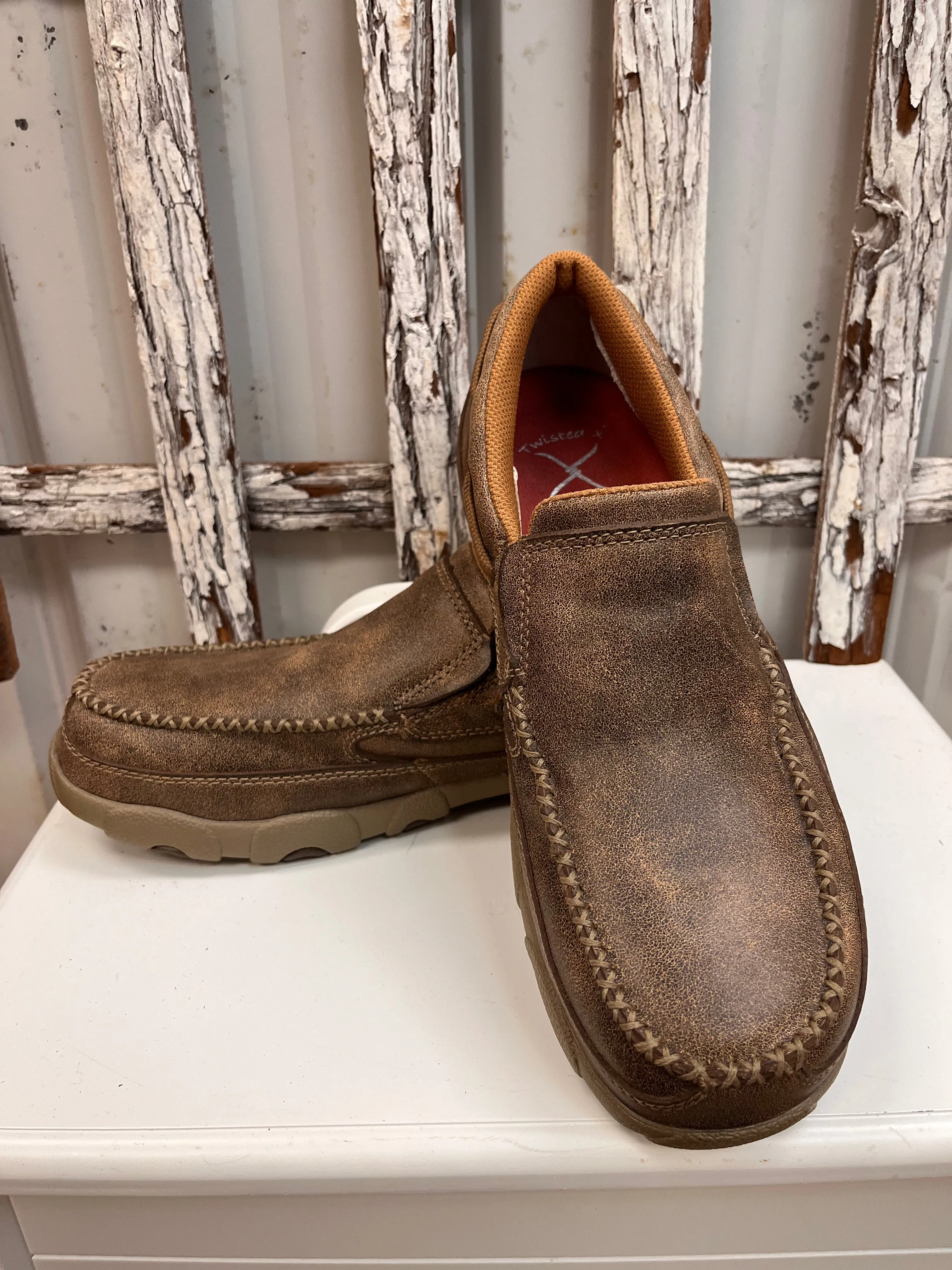 Twisted X Men's Leather Bomber Composite Toe Slip-On Driving Moccasin Work Shoe MDMSC03