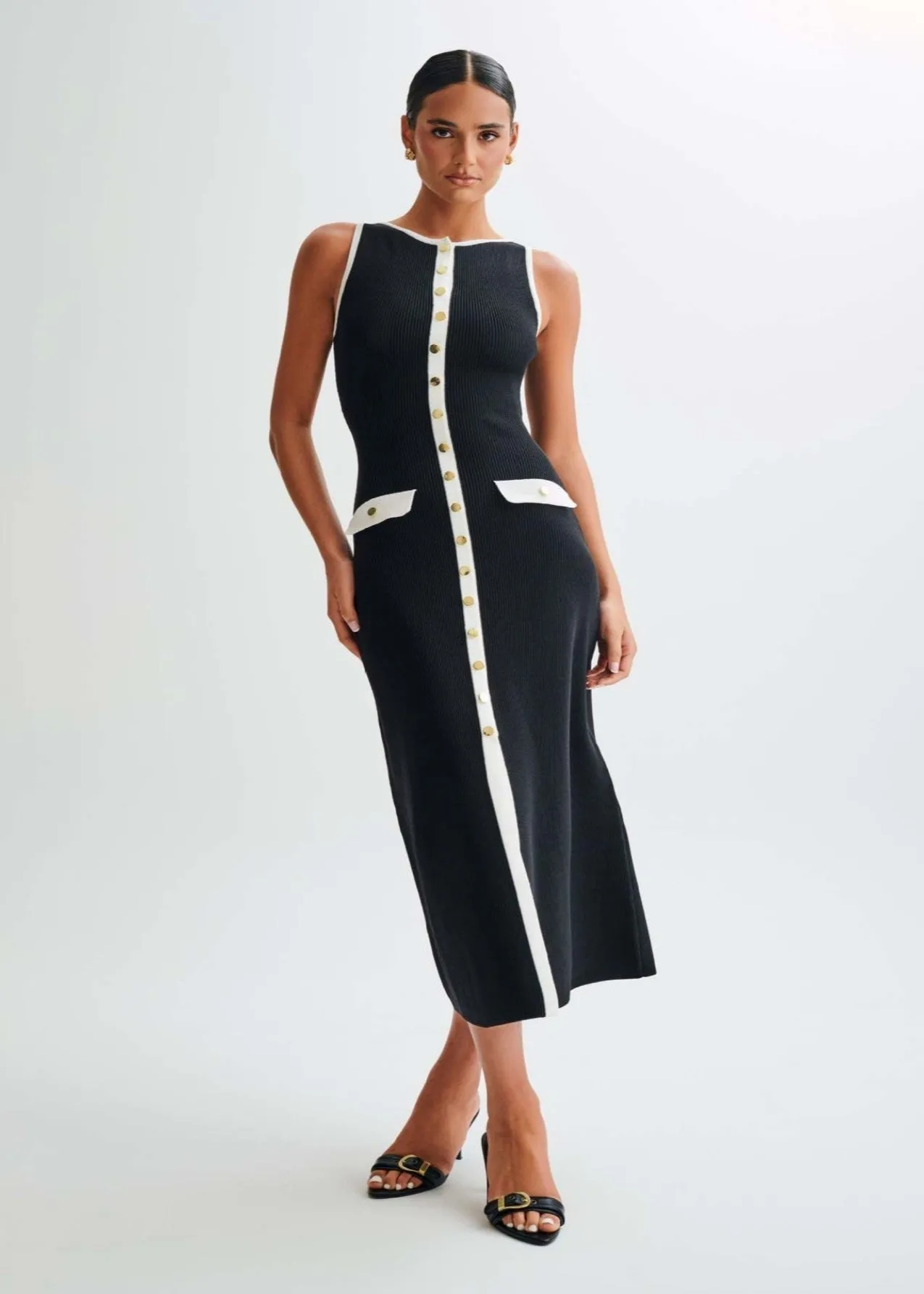 Valeria - Contrast Trim Midi Dress