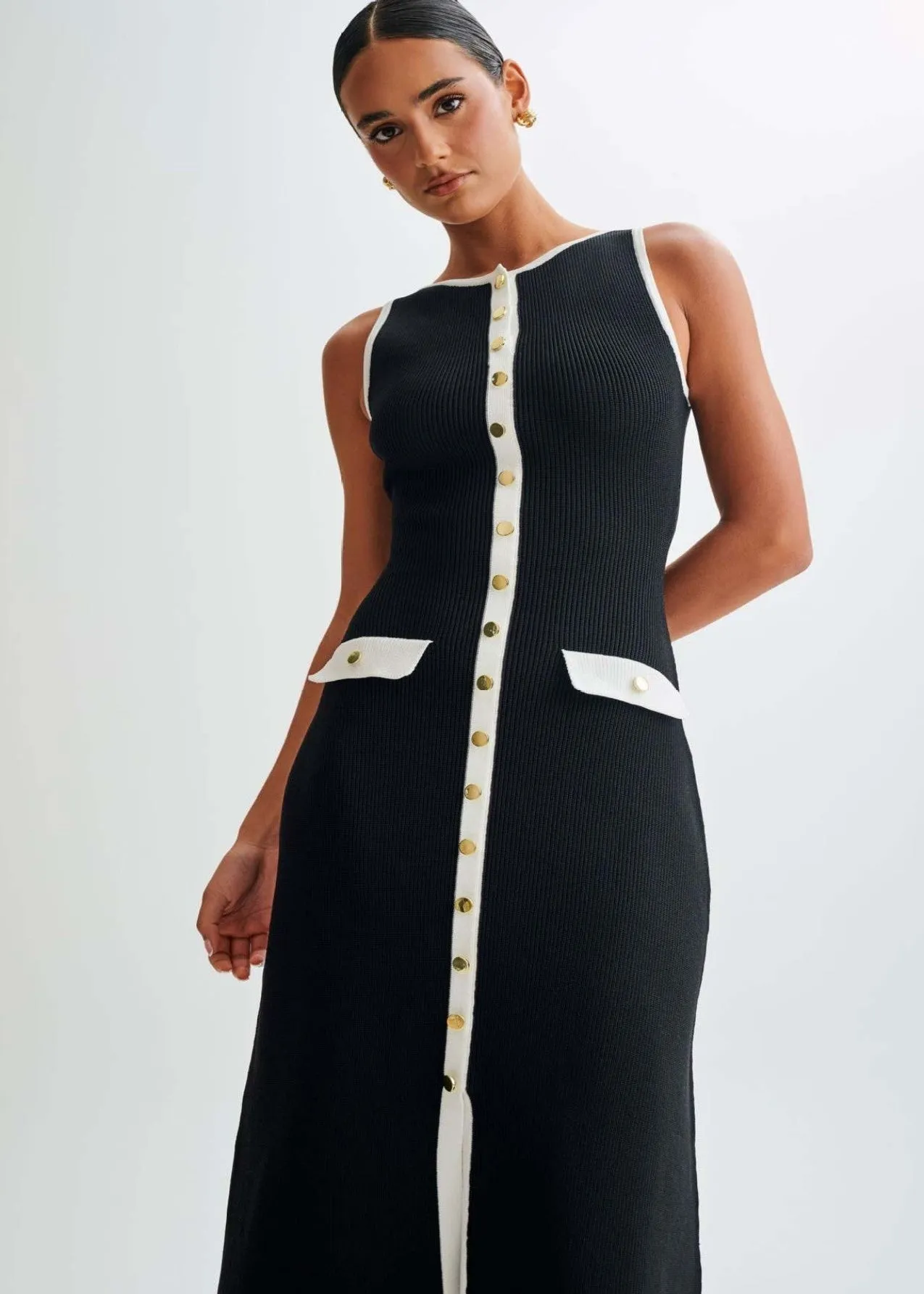 Valeria - Contrast Trim Midi Dress