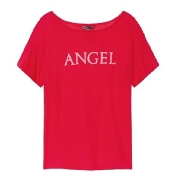 Victorias Secret holiday Pajamas Sleep tee XS &quot;Angel&quot; Red PJ