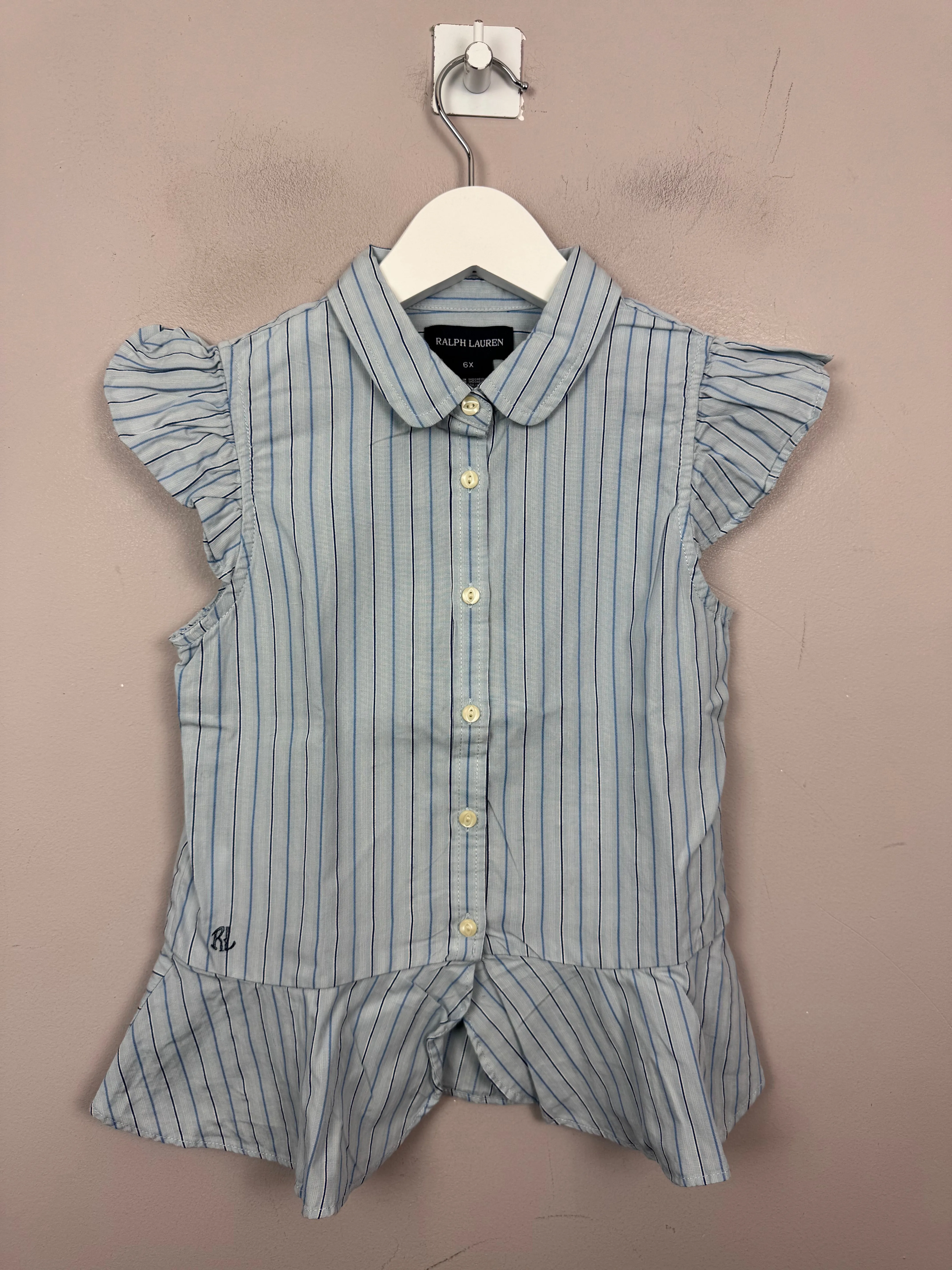 Vintage Ralph Lauren Blue Stripe Blouse 6y