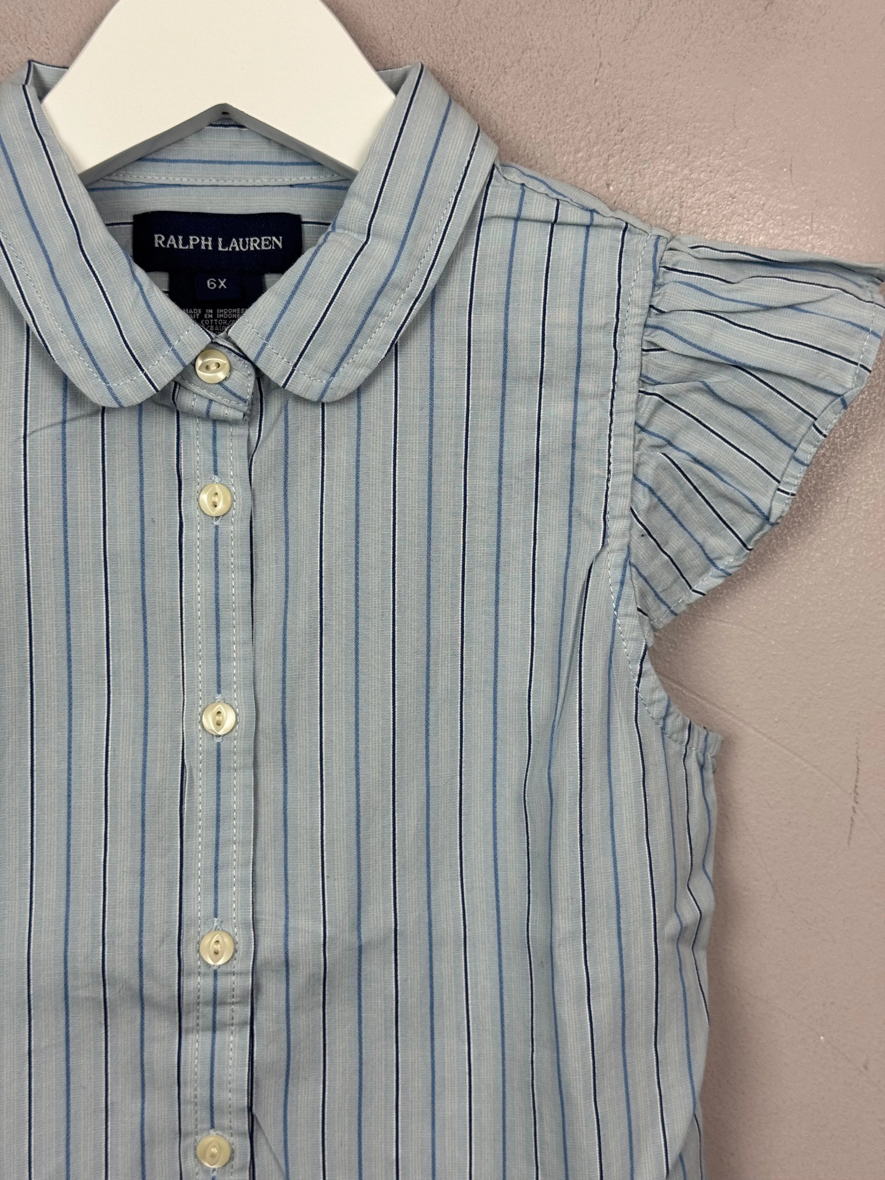 Vintage Ralph Lauren Blue Stripe Blouse 6y