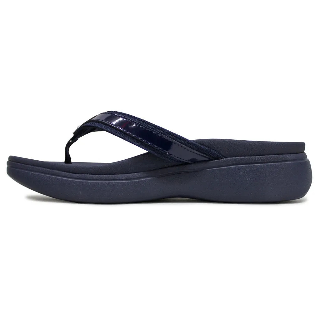 Vionic High Tide II Leather Textile Women's Toe Post Platform Sandals