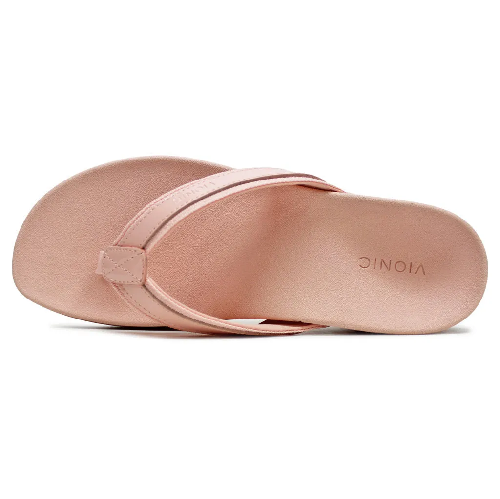 Vionic High Tide II Leather Textile Women's Toe Post Platform Sandals