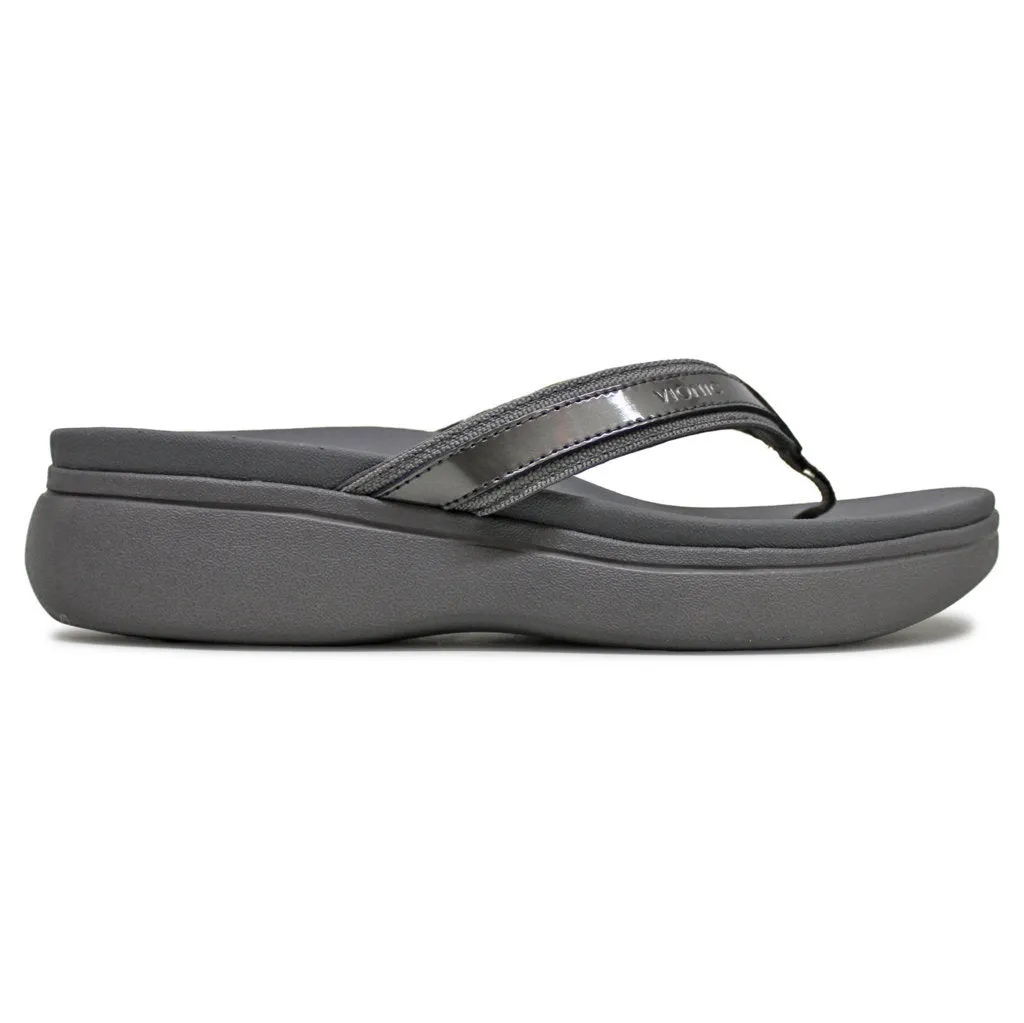 Vionic High Tide II Leather Textile Women's Toe Post Platform Sandals