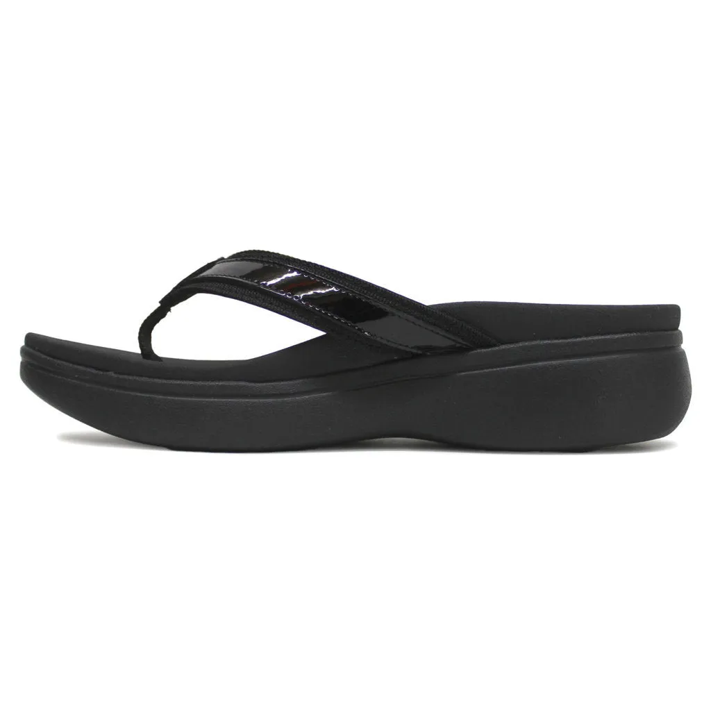 Vionic High Tide II Leather Textile Women's Toe Post Platform Sandals