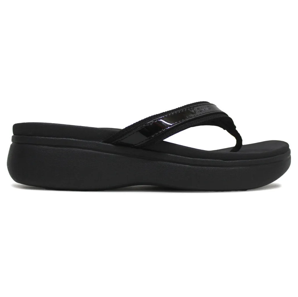 Vionic High Tide II Leather Textile Women's Toe Post Platform Sandals