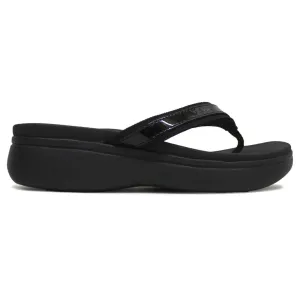 Vionic High Tide II Leather Textile Women's Toe Post Platform Sandals
