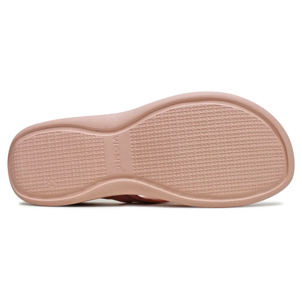 Vionic High Tide II Leather Textile Women's Toe Post Platform Sandals