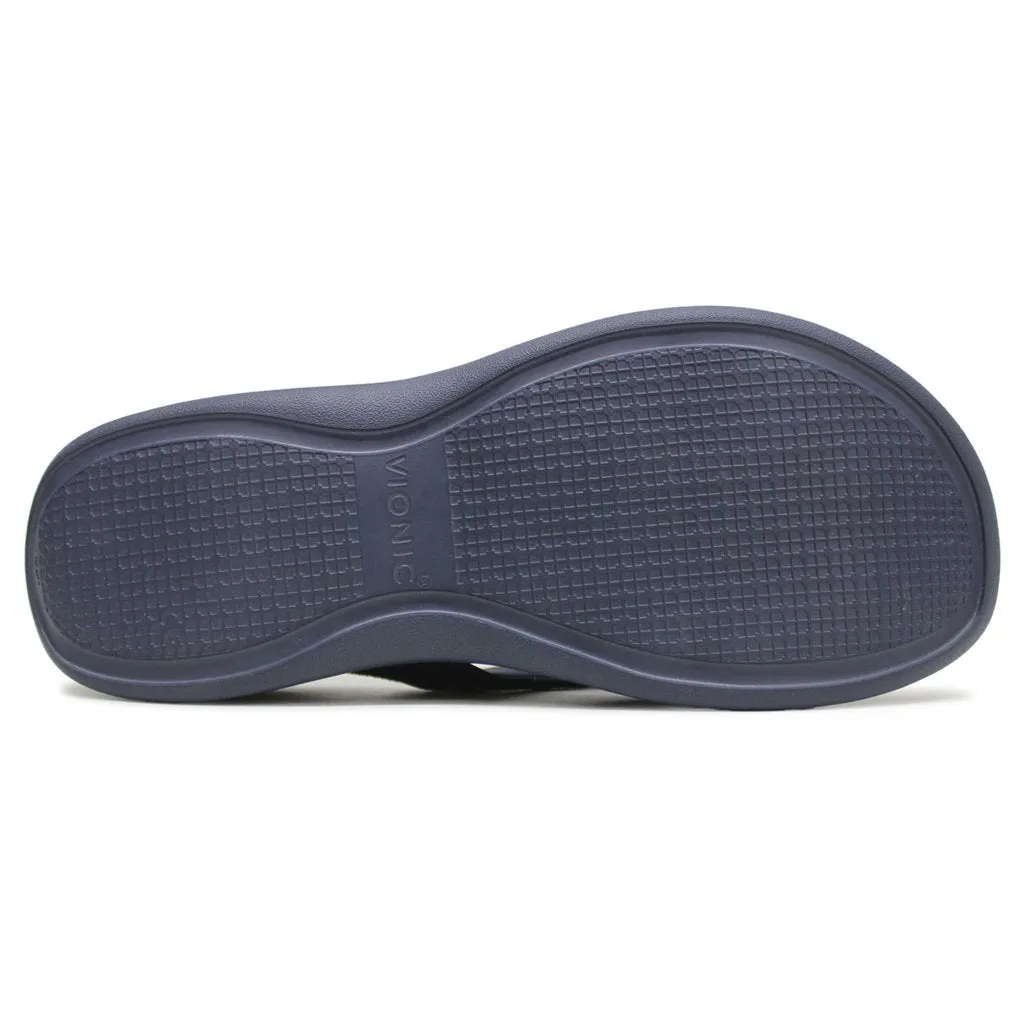 Vionic High Tide II Leather Textile Women's Toe Post Platform Sandals