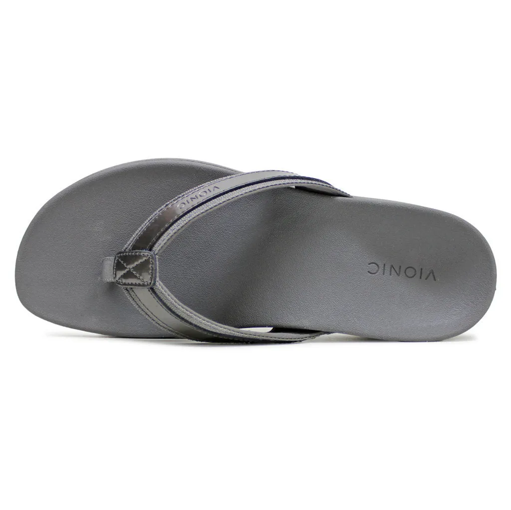 Vionic High Tide II Leather Textile Women's Toe Post Platform Sandals