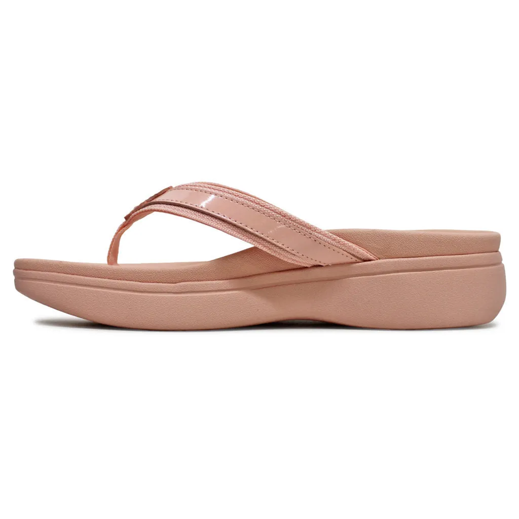 Vionic High Tide II Leather Textile Women's Toe Post Platform Sandals