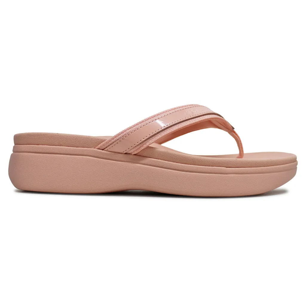 Vionic High Tide II Leather Textile Women's Toe Post Platform Sandals
