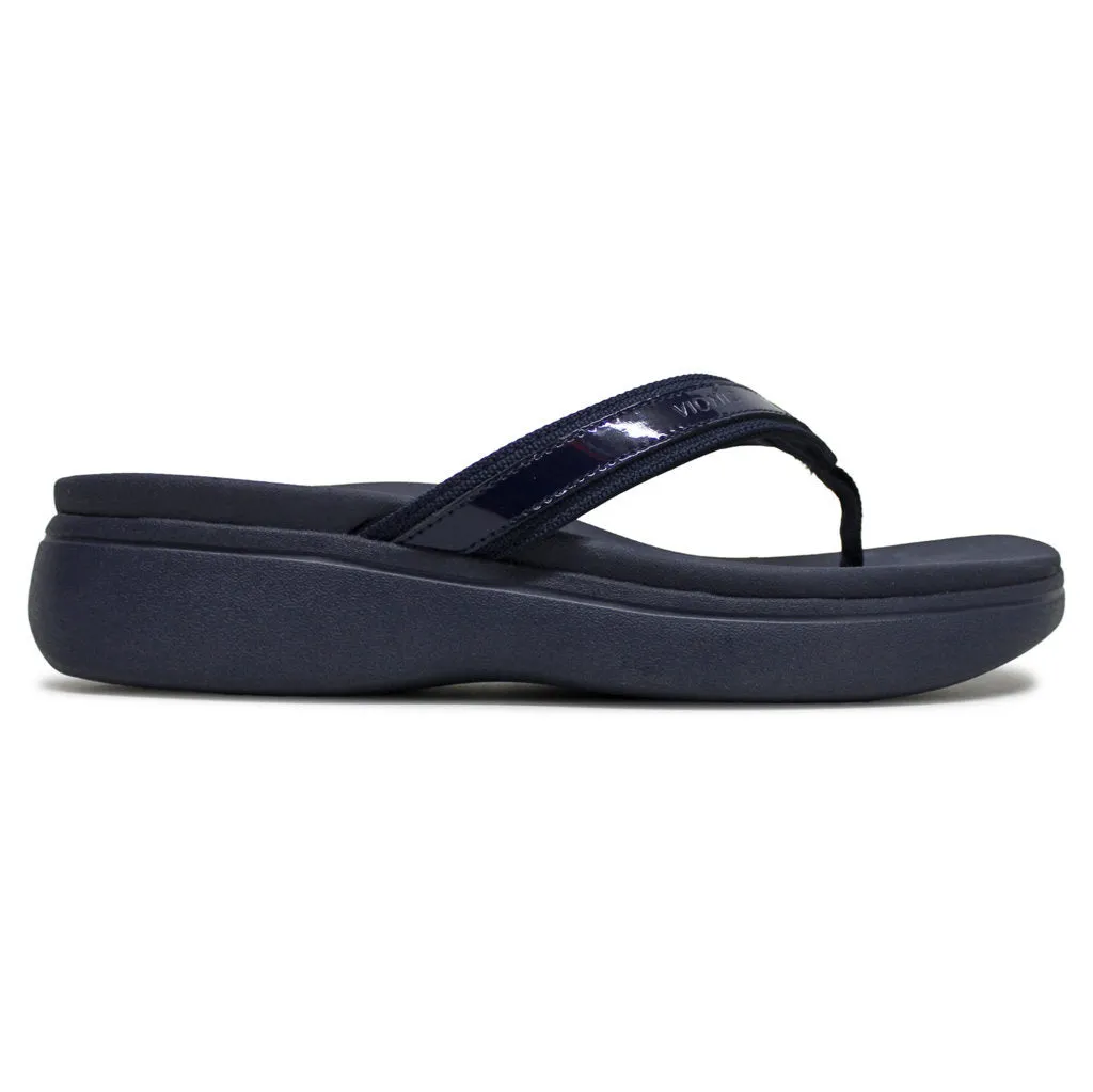 Vionic High Tide II Leather Textile Women's Toe Post Platform Sandals