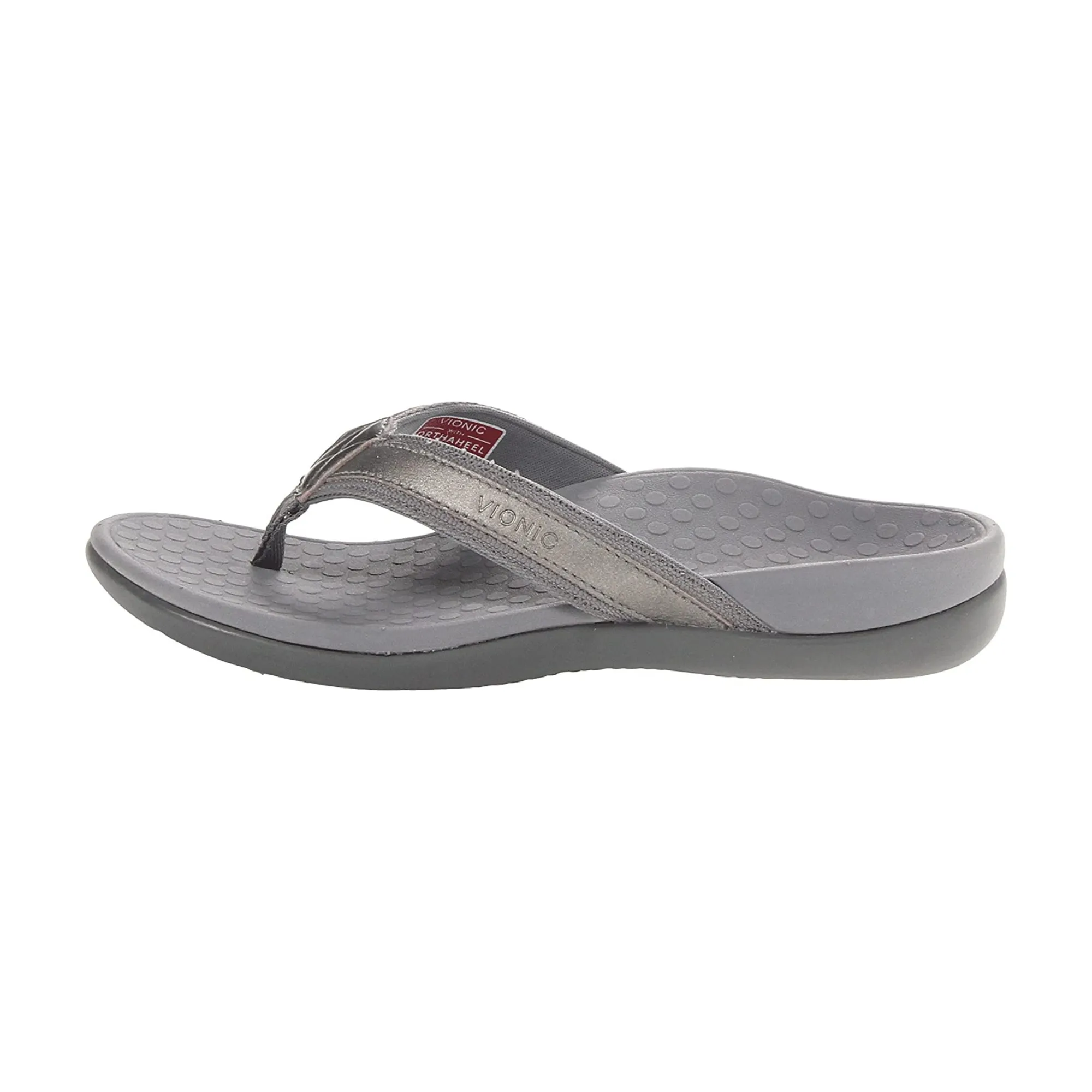 Vionic Women's Tide II Toe Post Sandal Pewter Metallic