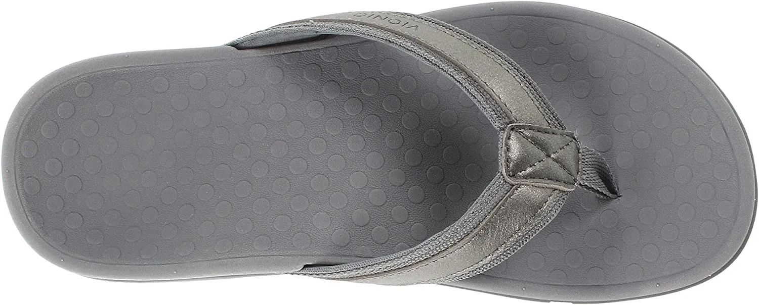 Vionic Women's Tide II Toe Post Sandal Pewter Metallic