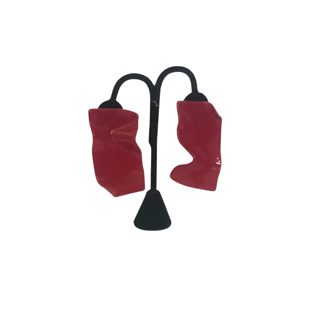 Viso Abstract Red Clip Earrings