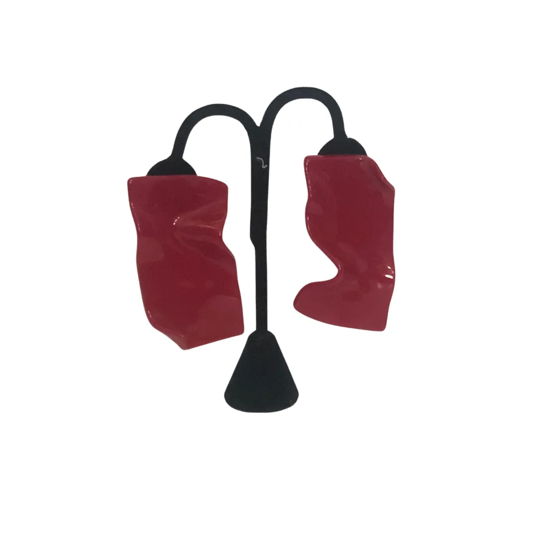 Viso Abstract Red Clip Earrings