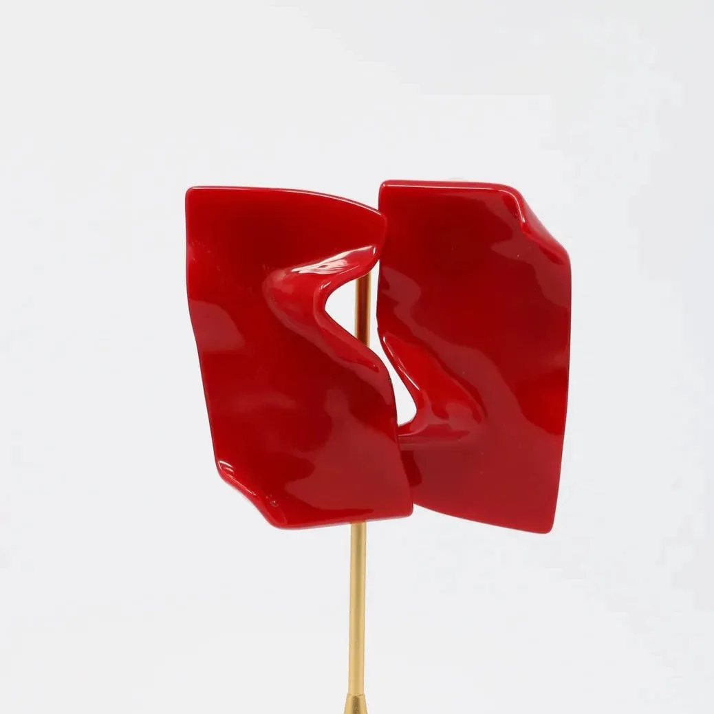 Viso Abstract Red Clip Earrings