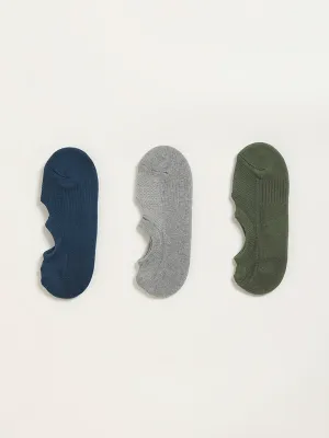 WES Lounge Multicolour Solid Cotton-Blend Socks - Pack of 3