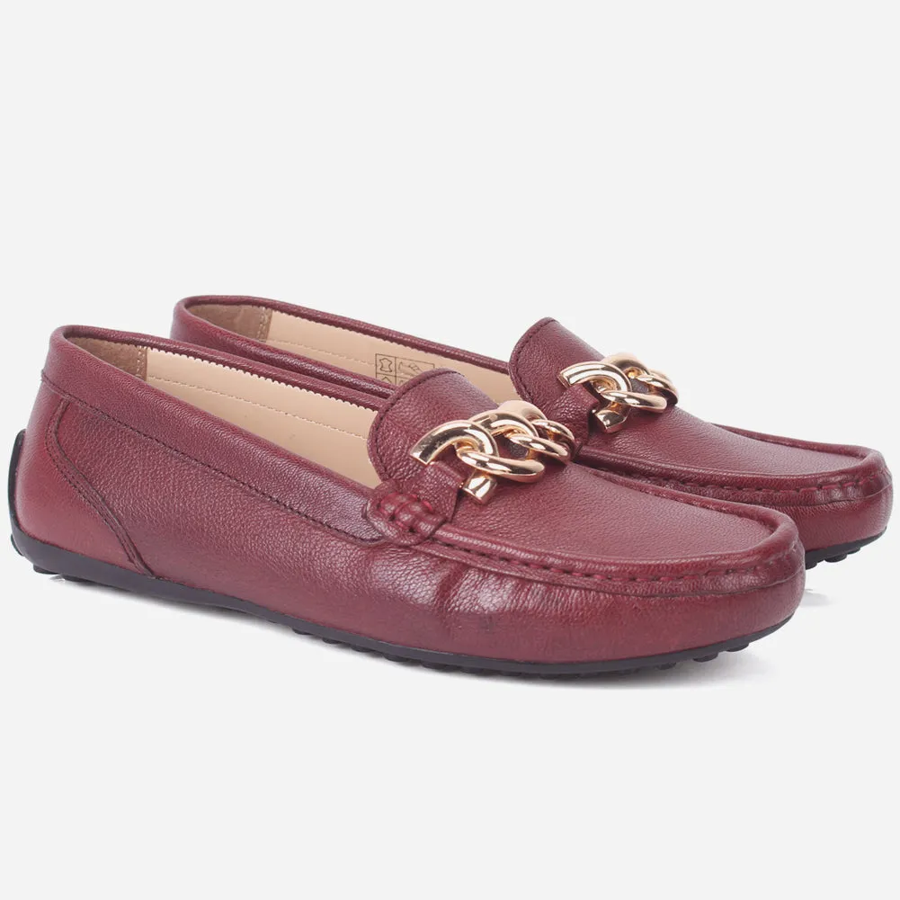 Women "BORLA" Buckled Leather Moccasins
