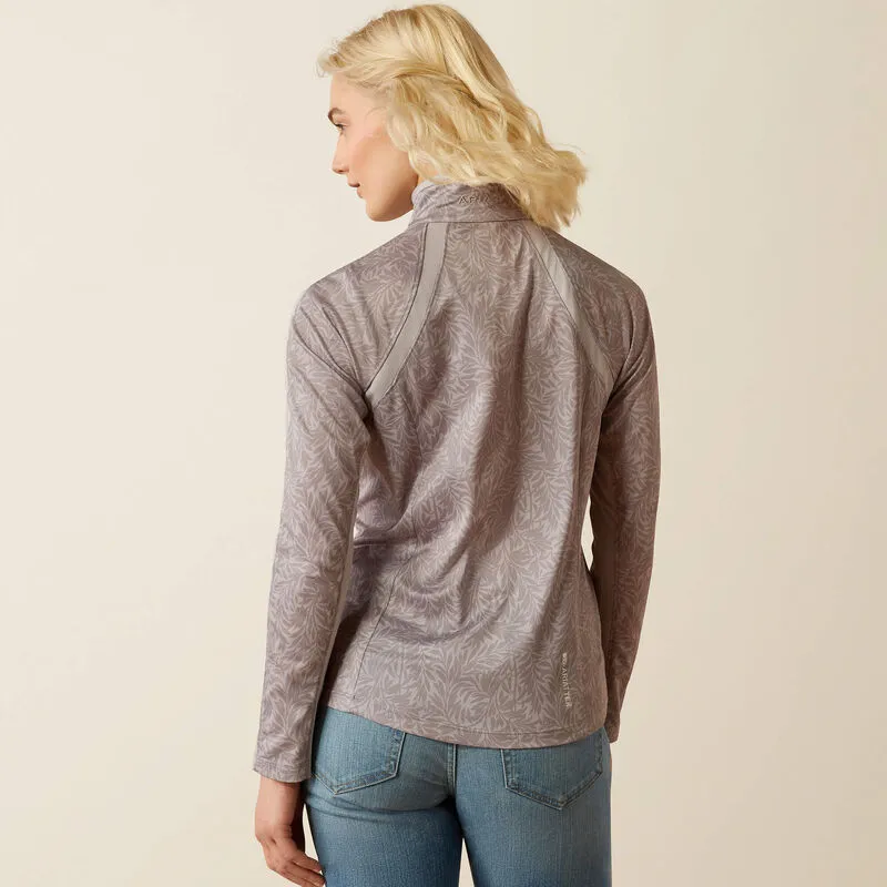 Women's Ariat Sunstopper 3.0 1/4 Zip Base Layer - Silver Sconce Fern