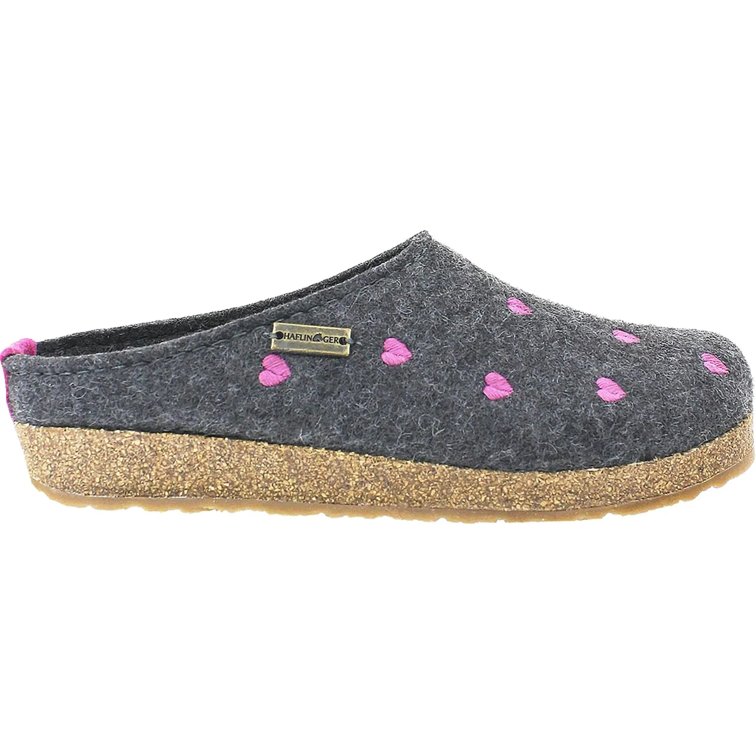 Women's Haflinger Grizzly Cuoricino Anthracite Wool Felt