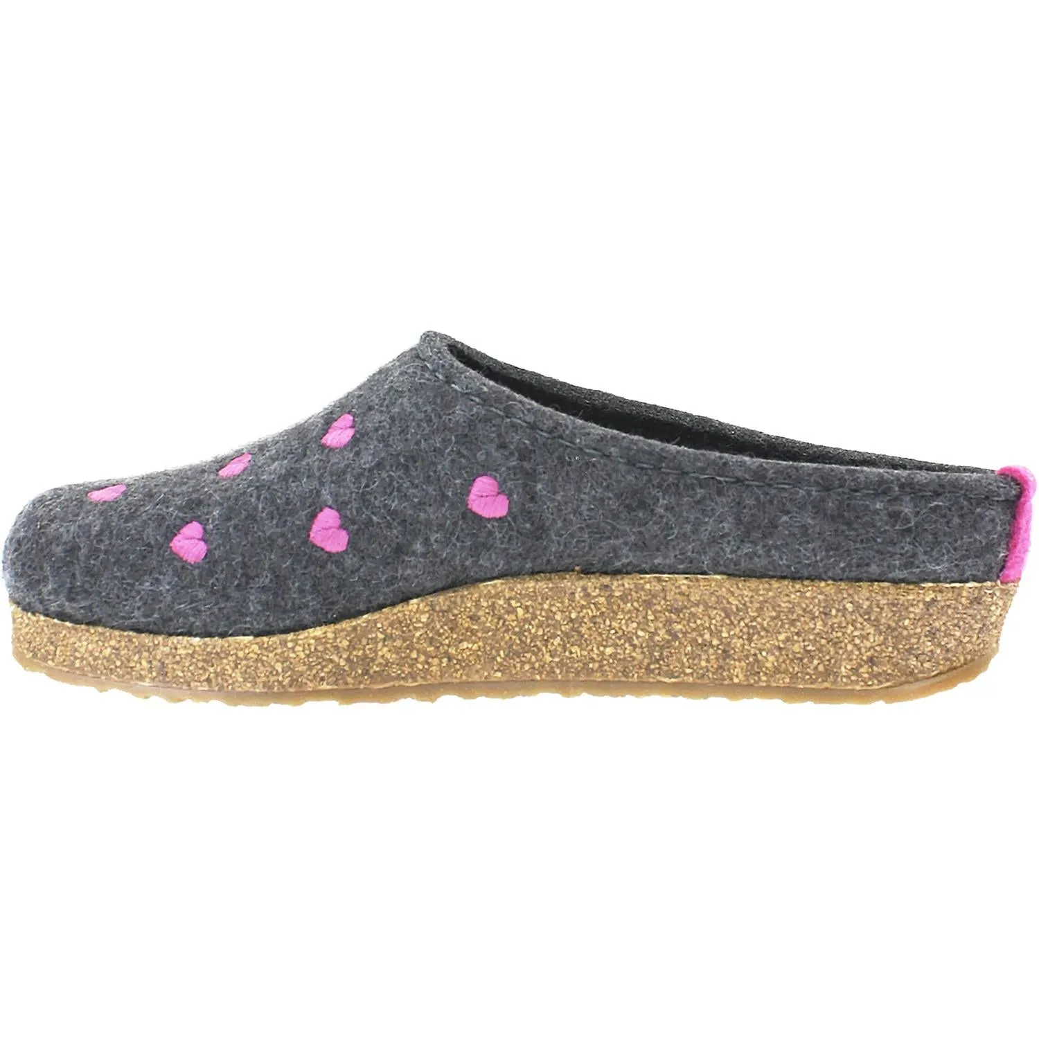 Women's Haflinger Grizzly Cuoricino Anthracite Wool Felt