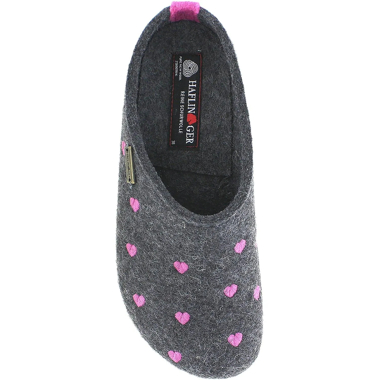 Women's Haflinger Grizzly Cuoricino Anthracite Wool Felt