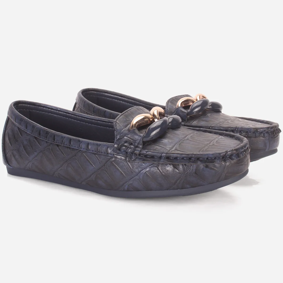 Womens "TRACEY" Flat Comfy Slide In Moccasins