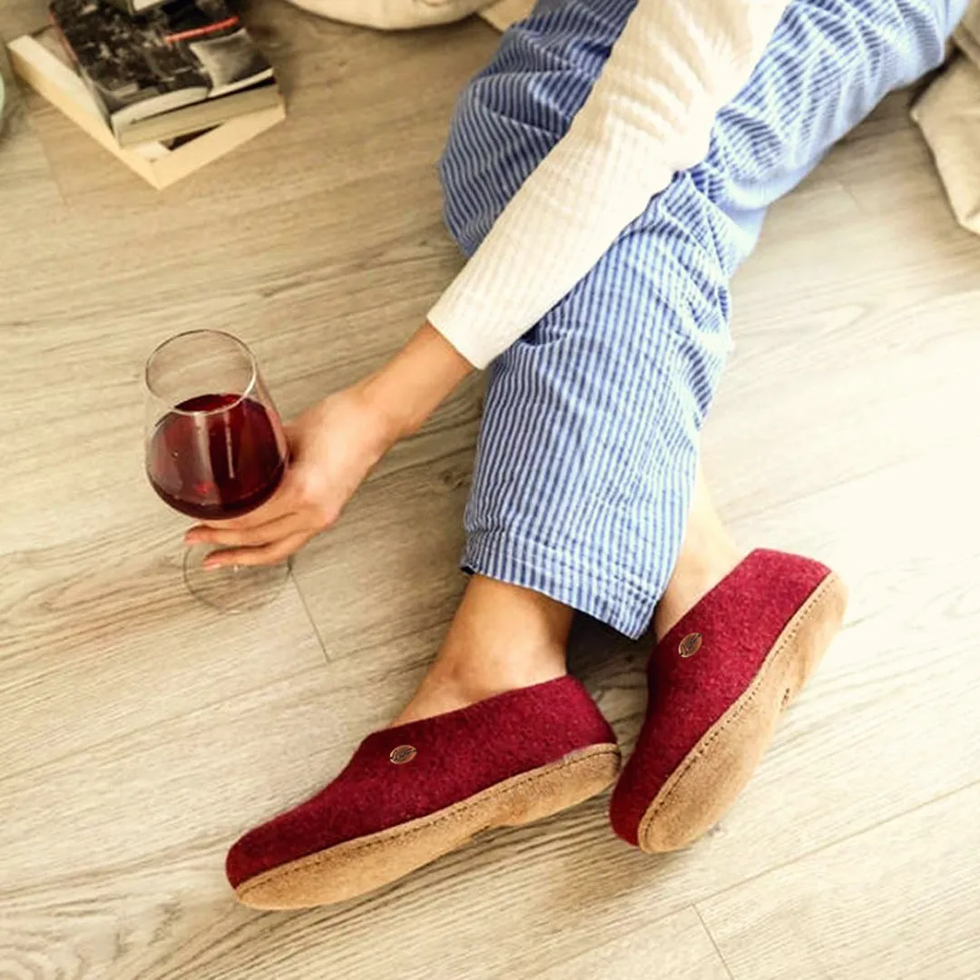 WoolFit® closed heel Felt Clogs | Classic, dark red