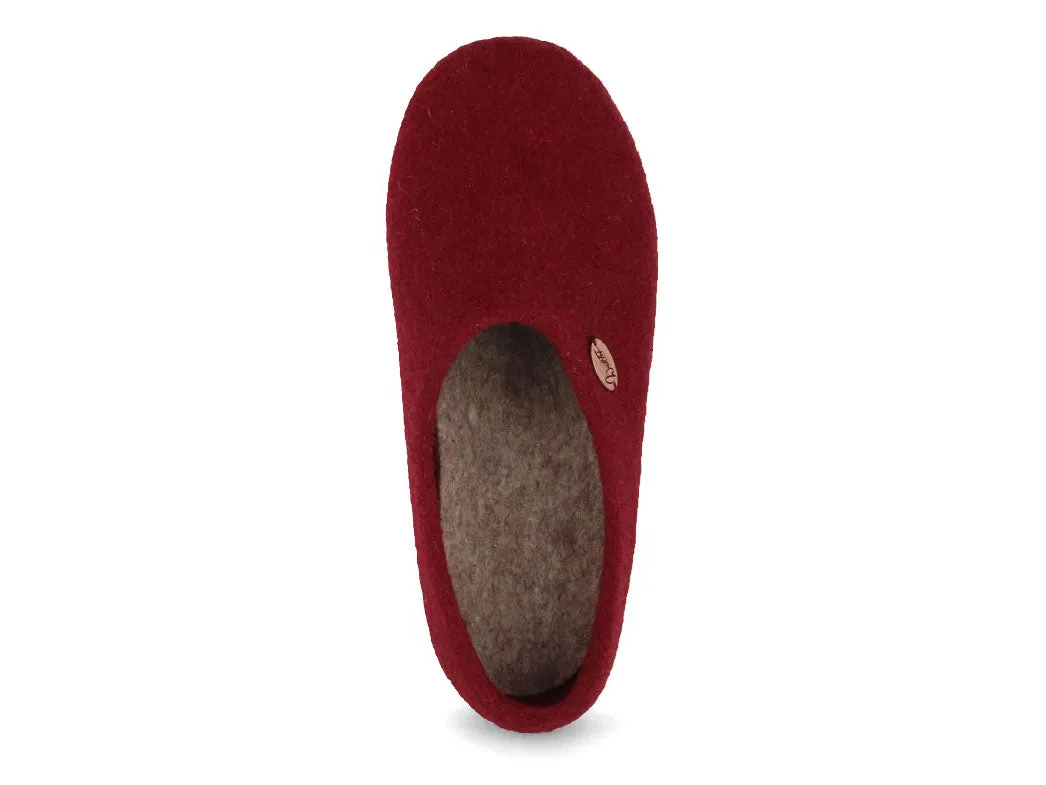 WoolFit® closed heel Felt Clogs | Classic, dark red